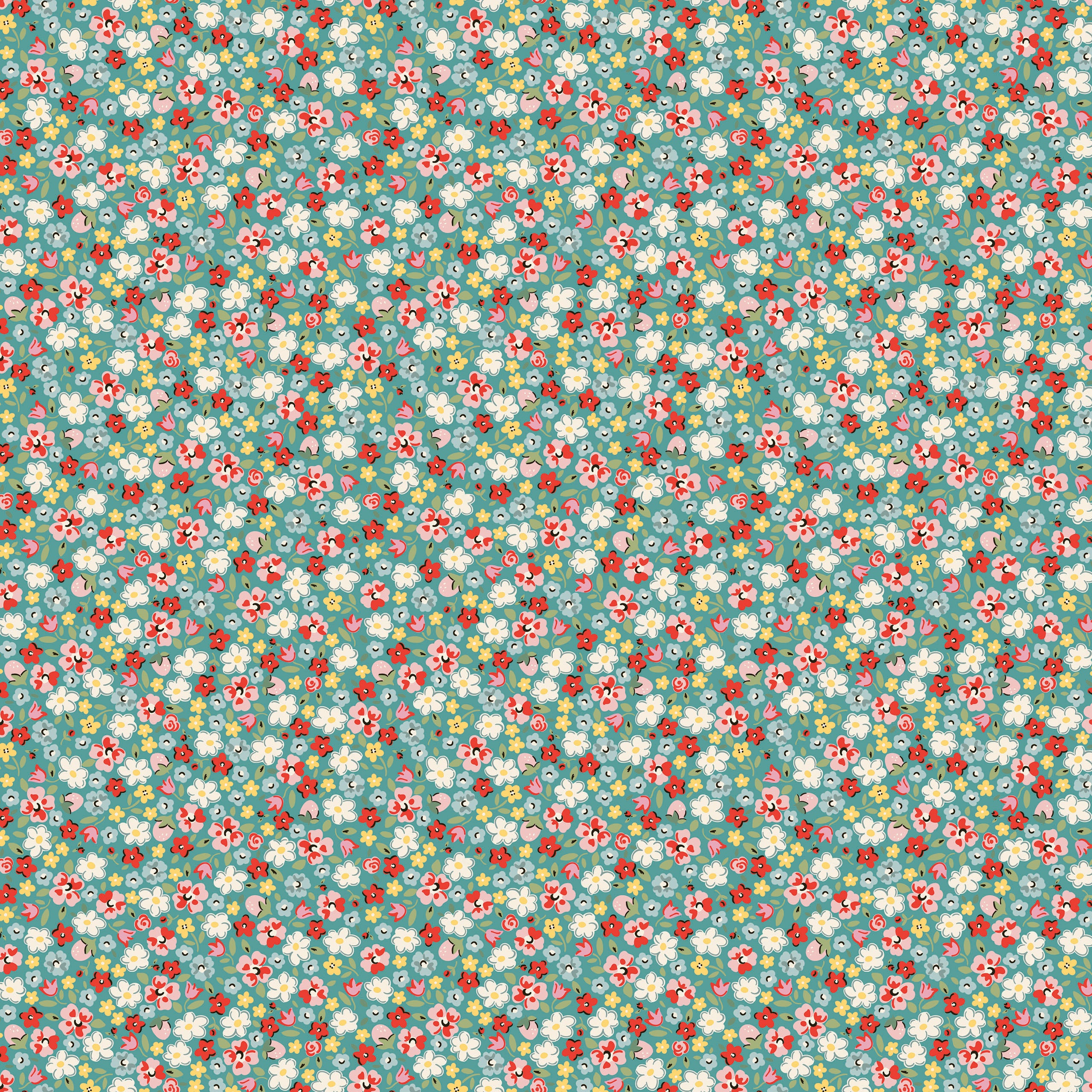 My Favorite Things Blue Pinkie Promise Yardage by Lori Woods for Poppie Cotton Fabrics