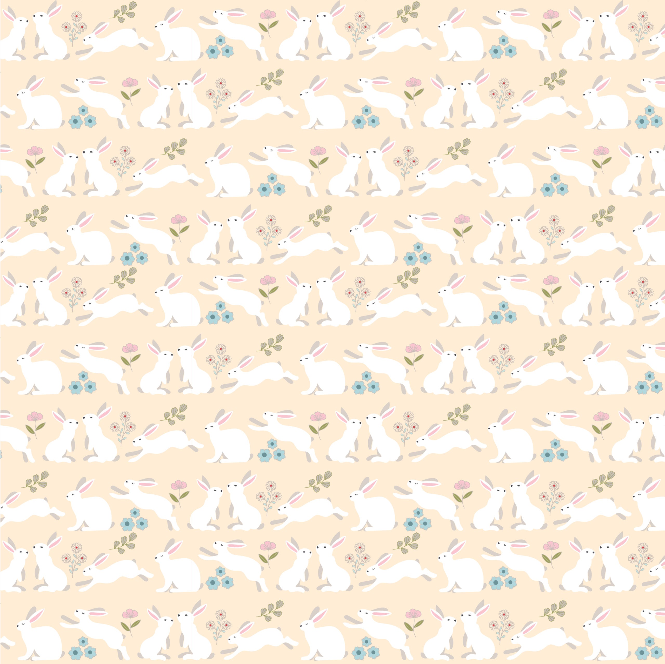 Poppie's Patchwork Club Cream Peter Rabbit Yardage by Lori Woods for Poppie Cotton Fabrics