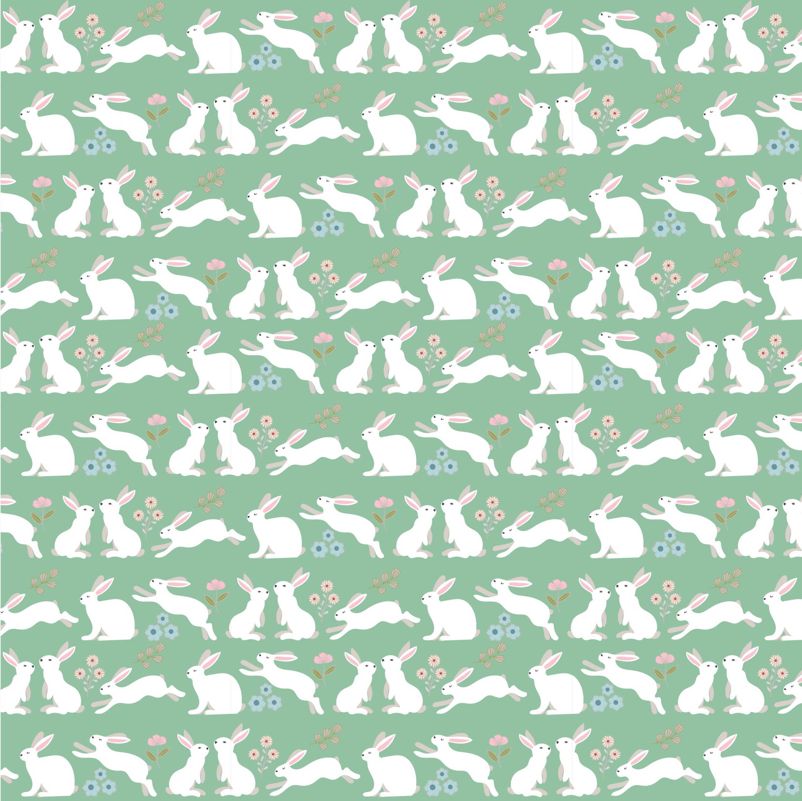 Poppie's Patchwork Club Mint Peter Rabbit Yardage by Lori Woods for Poppie Cotton Fabrics