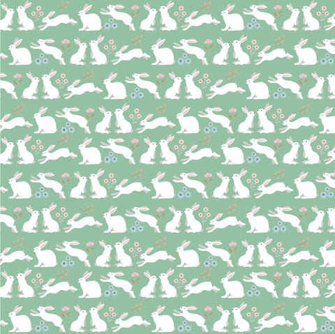 Poppie's Patchwork Club Mint Peter Rabbit Yardage by Lori Woods for Poppie Cotton Fabrics