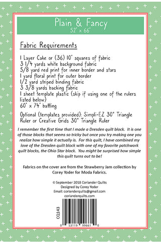 Plain & Fancy Quilt Pattern by Corey Yoder of Coriander Quilts