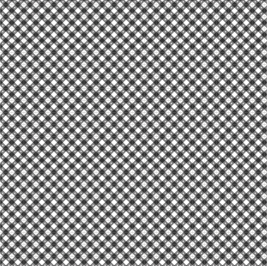 Gingham Picnic Black Playground Yardage by Lori Woods for Poppie Cotton Fabrics