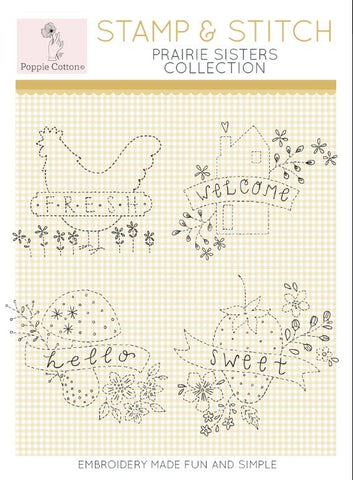 Stamp and Stitch Prairie Sisters Embroidery Stamp by Poppie Cotton