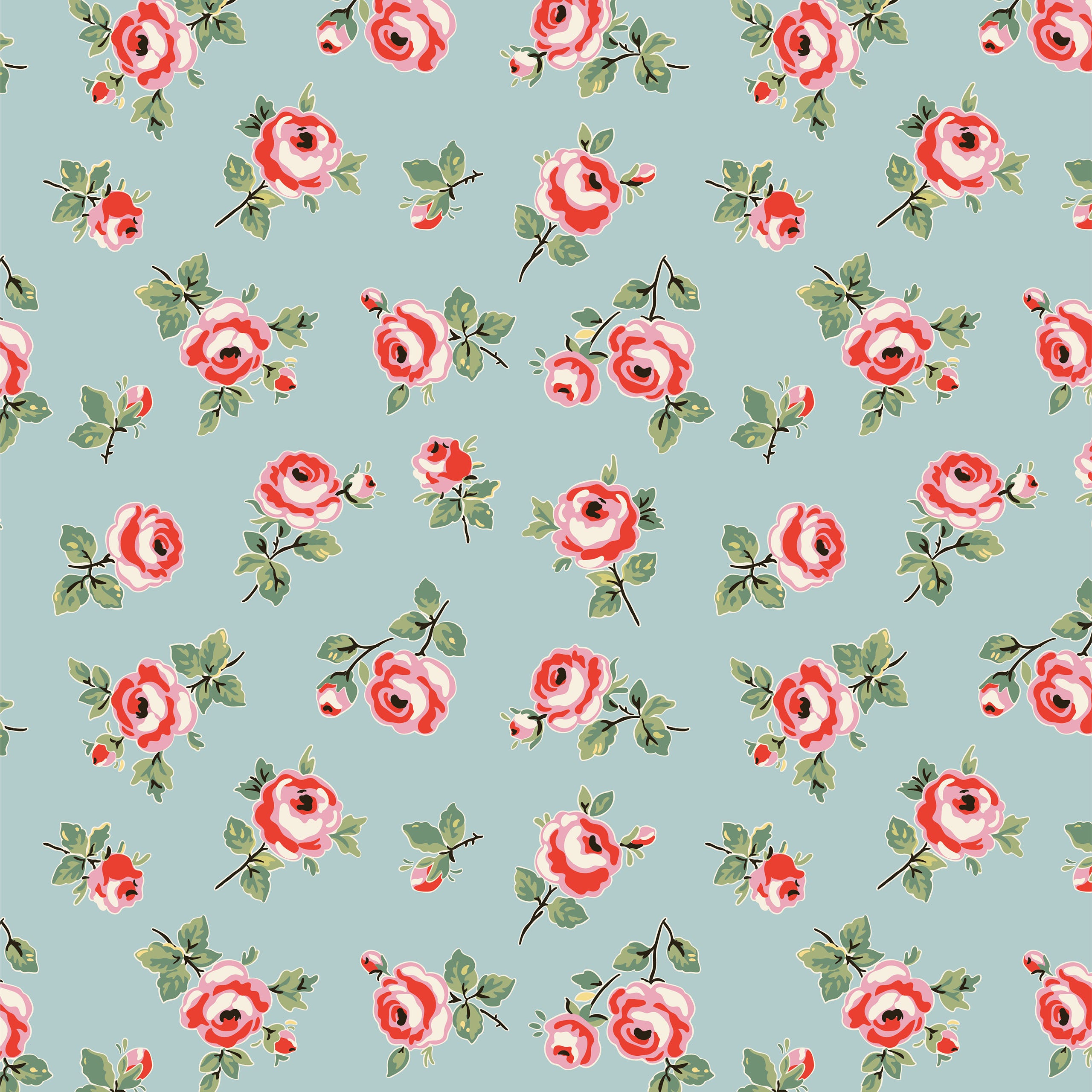 My Favorite Things Blue Rose Petal Yardage by Lori Woods for Poppie Cotton Fabrics