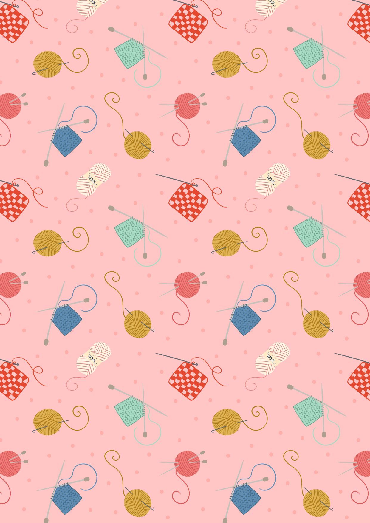 Small Things Pink Knitting And Crochet Yardage by Lewis & Irene Fabrics