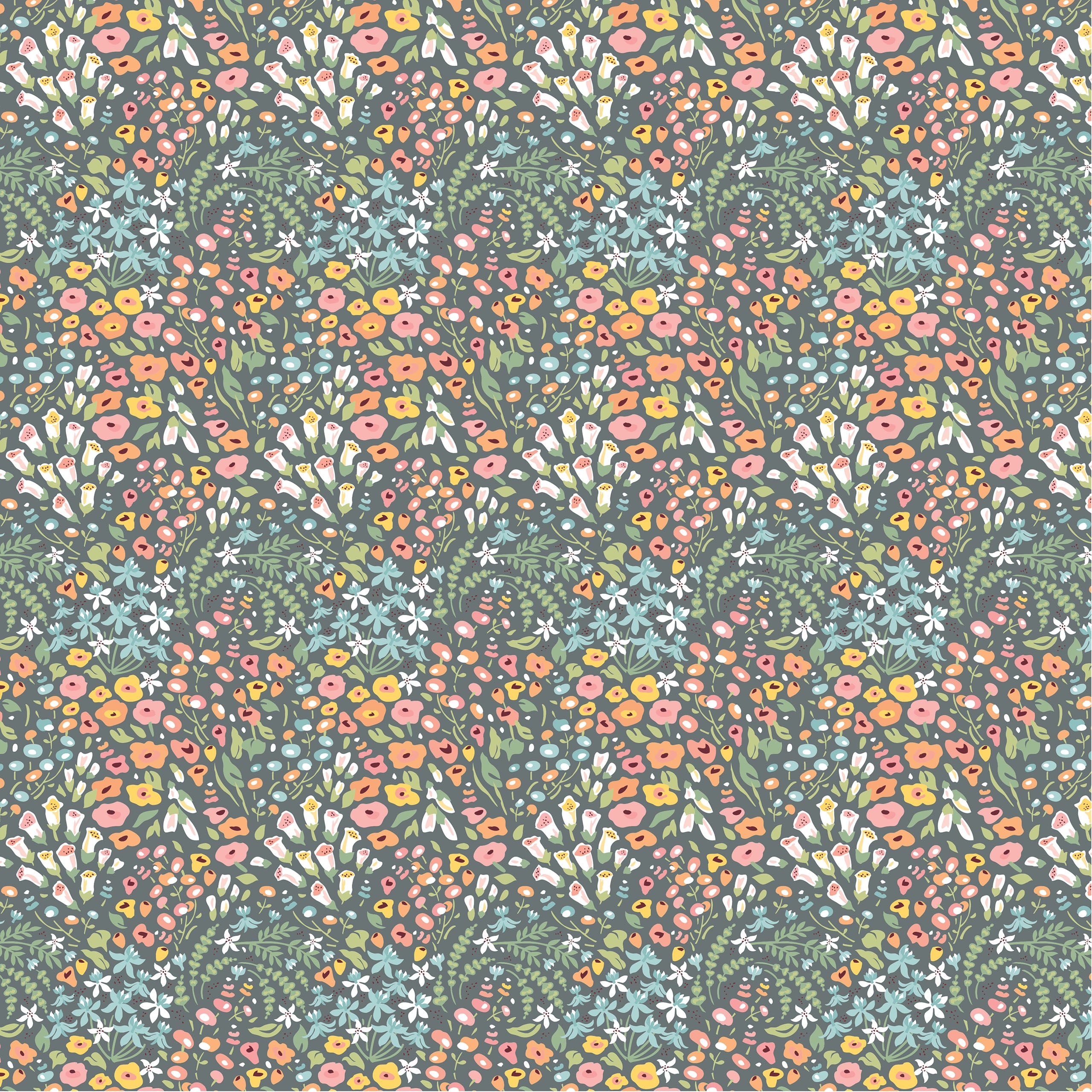 Hollyhock Lane Gray So Dear Yardage by Lori Woods for Poppie Cotton Fabrics