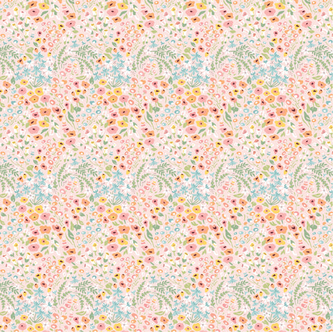 Hollyhock Lane Pink So Dear Yardage by Sheri McCulley for Poppie Cotton Fabrics