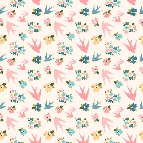 Treasured Threads Natural Swallow Tail Yardage by Lori Woods for Poppie Cotton Fabrics