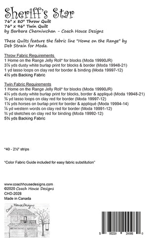 Sheriffs Star Quilt Pattern by Coach House Designs