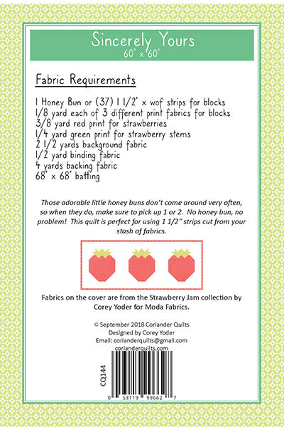 Sincerely Yours Quilt Pattern by Corey Yoder of Coriander Quilts