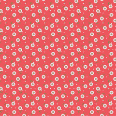 Sunshine And Chamomile Red Tossed Daisies Yardage by Lori Woods for Poppie Cotton Fabrics