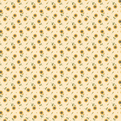Sunshine And Chamomile Yellow Tossed Daisies Yardage by Lori Woods for Poppie Cotton Fabrics