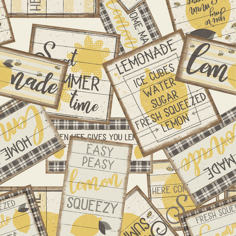 BOLT END 36" Lemonade Multi Lemonade Sign Collage Yardage by Dan DiPaolo for Clothworks