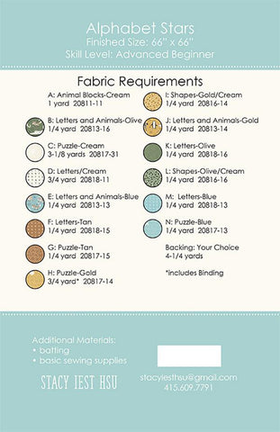 Alphabet Stars Quilt Pattern by Stacy Iest Hsu