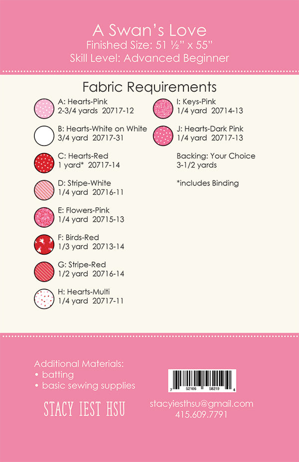 A Swans Love Quilt Pattern by Stacy Iest Hsu