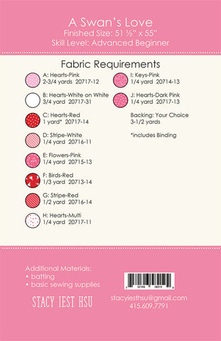 A Swans Love Quilt Pattern by Stacy Iest Hsu