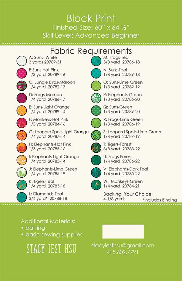 Block Print Quilt Pattern by Stacy Iest Hsu