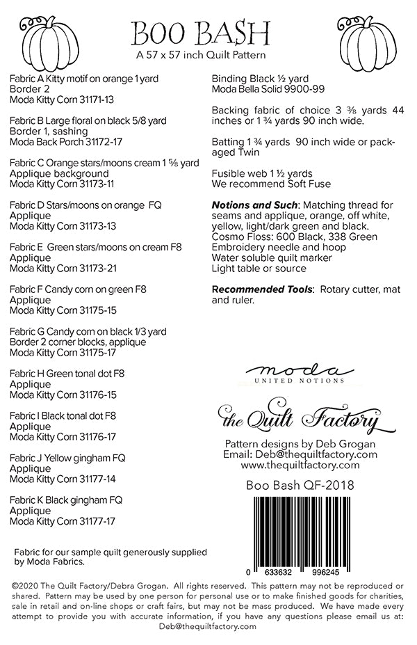 Boo Bash Quilt Pattern by The Quilt Factory