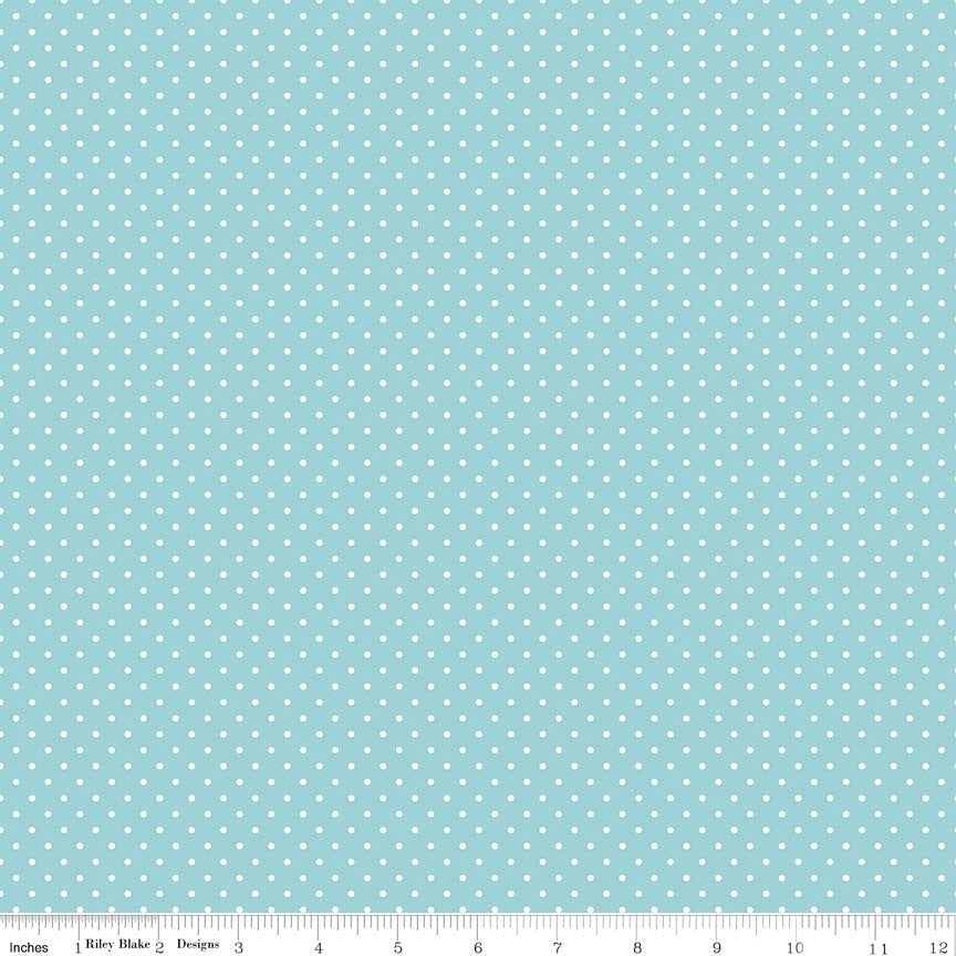 Swiss Dot White on Aqua Yardage by Riley Blake Designs