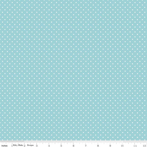 Swiss Dot White on Aqua Yardage by Riley Blake Designs