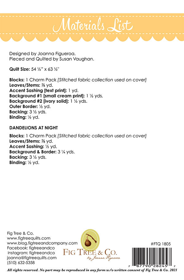 Dandelions Quilt Pattern by Fig Tree & Co.