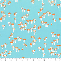 Far Far Away 3 Blue Mushrooms Yardage by Heather Ross for Windham Fabrics