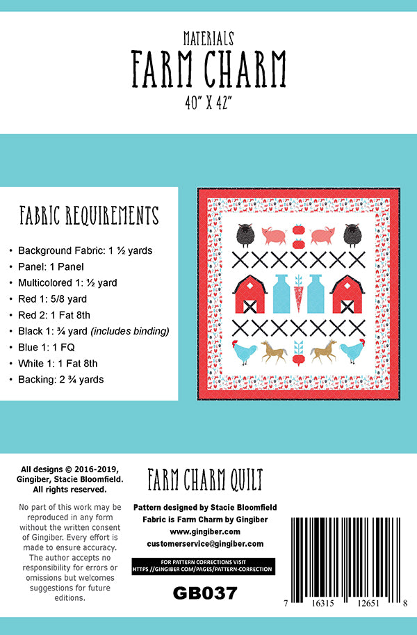 Farm Charm Quilt Pattern by Gingiber