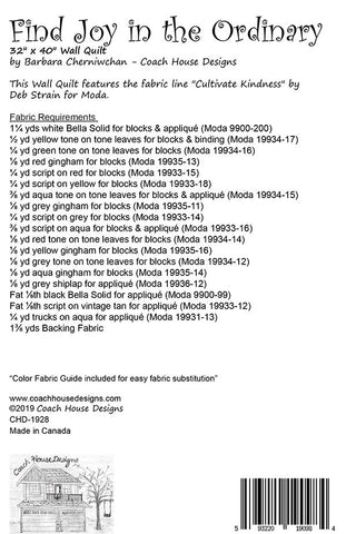 Find Joy in the Ordinary Quilt Pattern by Coach House Designs