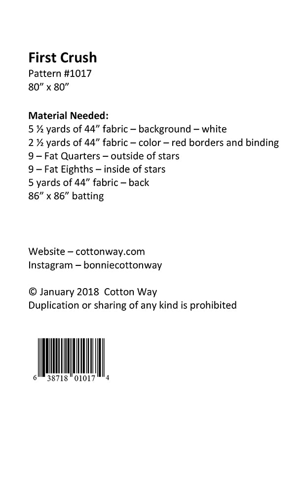 First Crush Quilt Pattern by Bonnie Olaveson for Cotton Way