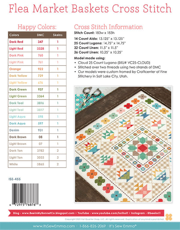 Flea Market Baskets Cross Stitch Pattern by Lori Holt of Bee in my Bonnet