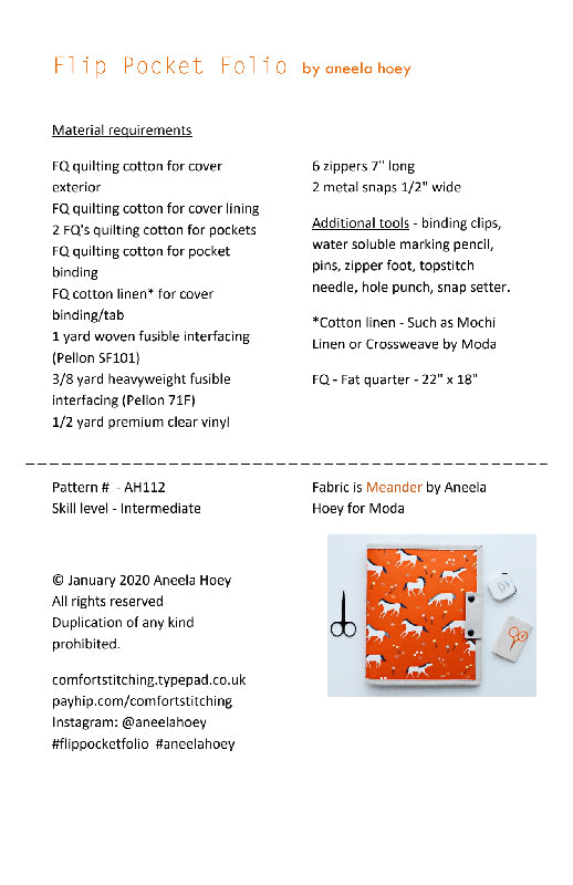 Flip Pocket Folio Pattern by Aneela Hoey