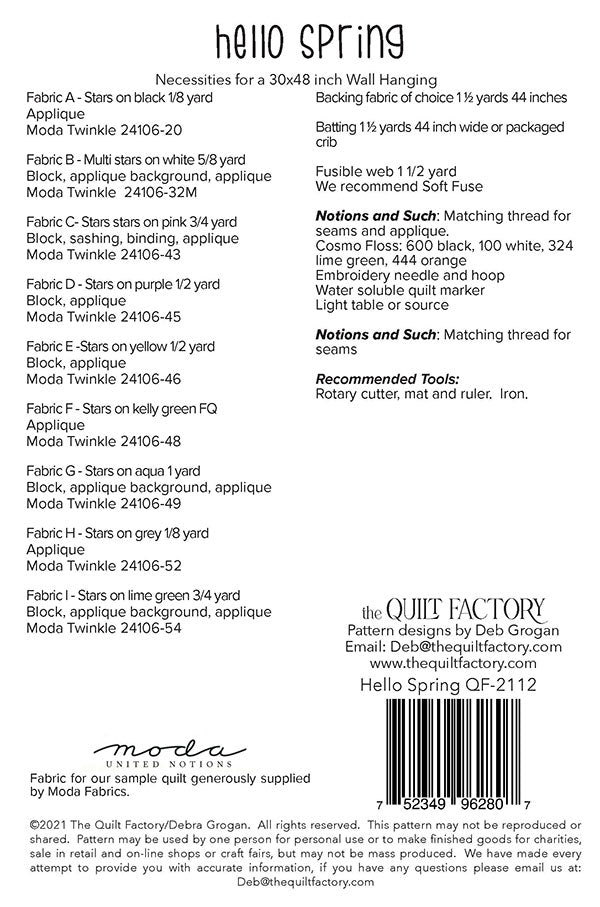 Hello Spring Quilt Pattern by The Quilt Factory