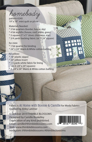 Homebody Mini Quilt Pattern by Thimble Blossoms for Moda Fabrics.