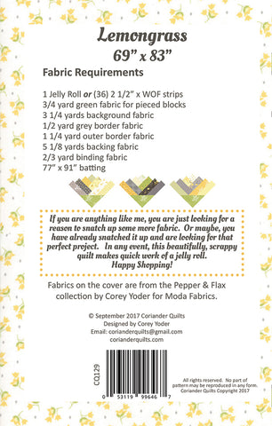 Lemongrass Quilt Pattern by Corey Yoder of Coriander Quilts