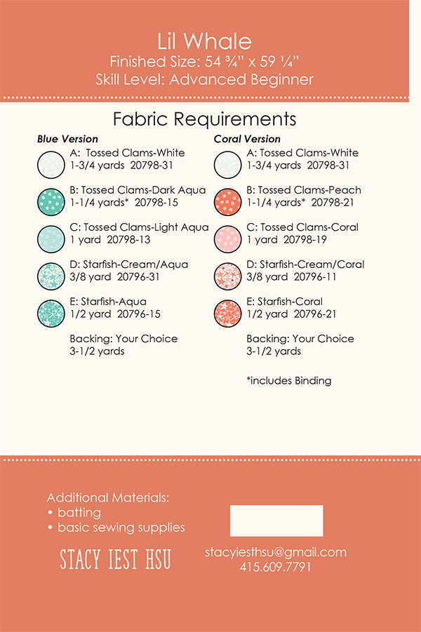 Lil Whale Quilt Pattern by Stacy Iest Hsu