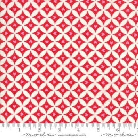 Love Grows Cream Red Circles of Love Yardage by Deb Strain for Moda Fabrics
