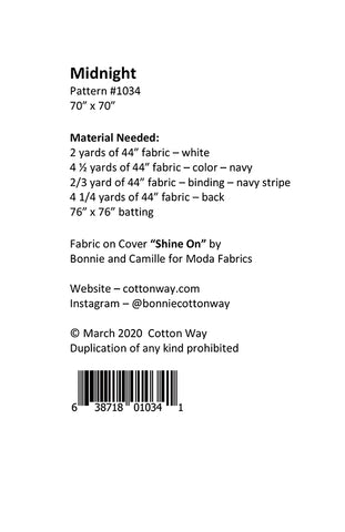 Midnight Quilt Pattern by Cotton Way