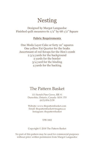 Nesting Quilt Pattern by The Pattern Basket