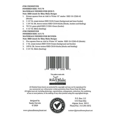 Crossover Table Runner & Quilt Pattern by Pieces From My Heart