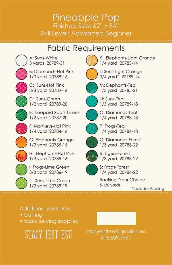 Pineapple Pop Quilt Pattern by Stacy Iest Hsu