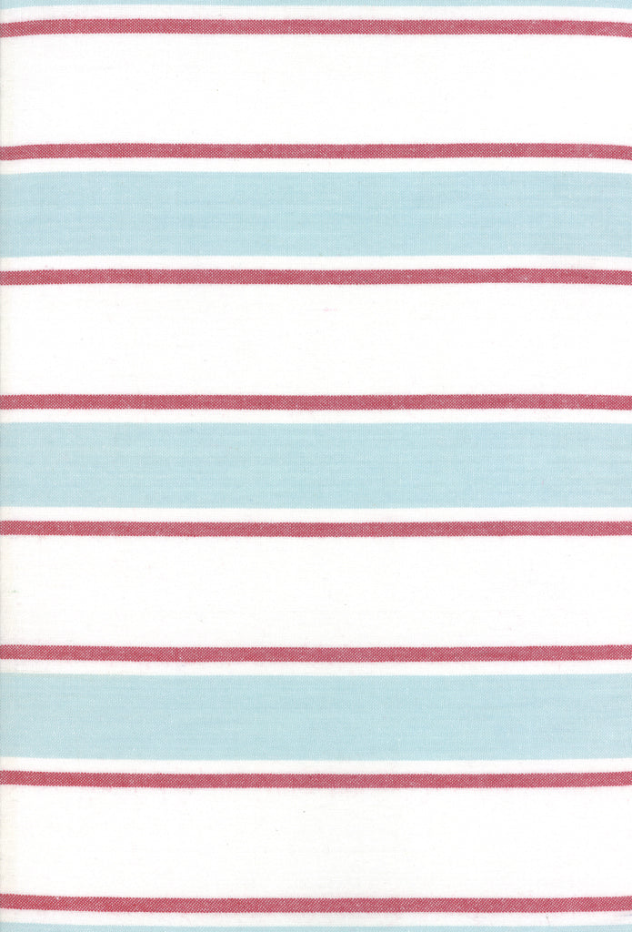 Rock Pool Toweling Seaglass Aqua Red Stripe yardage by Pieces to Treasure for Moda Fabrics