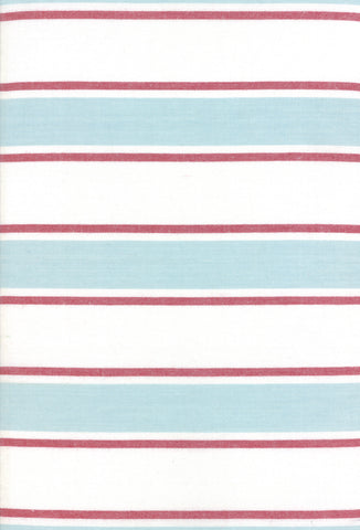 Rock Pool Toweling Seaglass Aqua Red Stripe yardage by Pieces to Treasure for Moda Fabrics