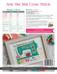 Sew She Did Cross Stitch Pattern by Lori Holt of Bee in my Bonnet