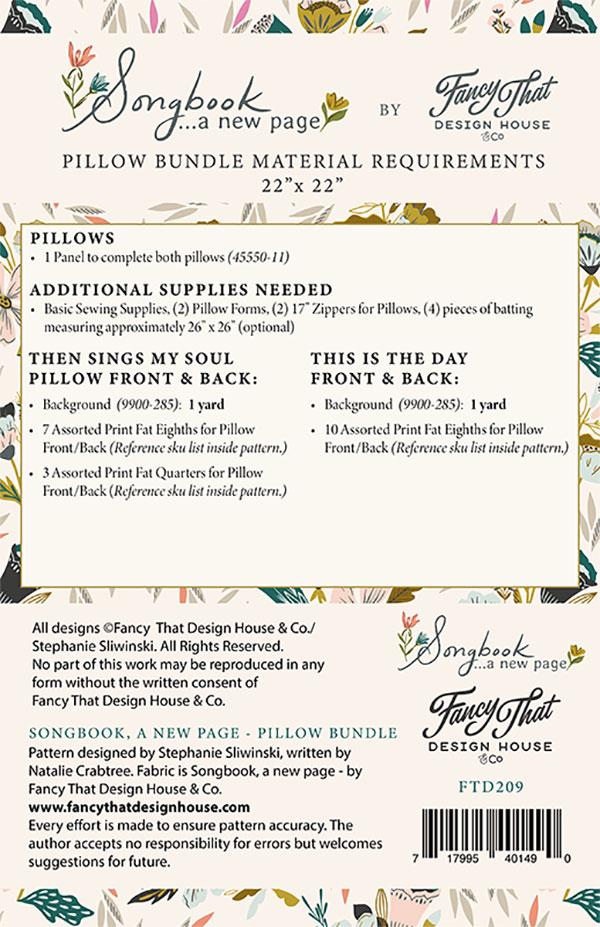 Songbook A New Page Pillow Bundle Pattern by Fancy That Design House