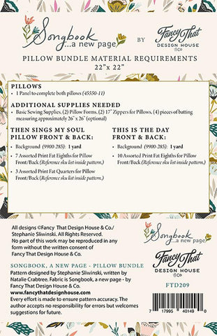 Songbook A New Page Pillow Bundle Pattern by Fancy That Design House