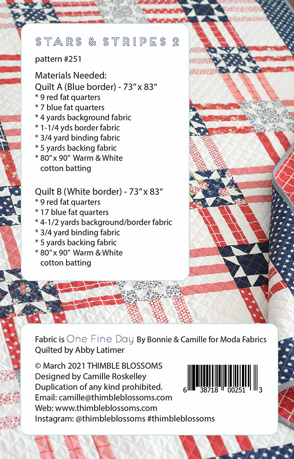 Stars And Stripes 2 Quilt Pattern by Thimble Blossoms