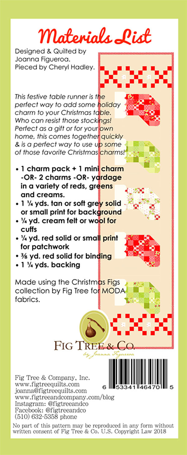 And The Stockings Were Hung Table Runner Pattern by Fig Tree & Co.