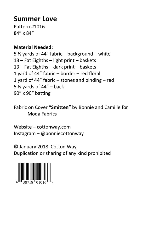 Summer Love Quilt Pattern by Bonnie Olaveson for Cotton Way