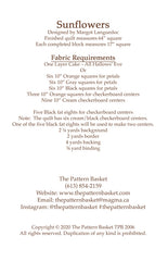 Sunflowers Quilt Pattern by The Pattern Basket