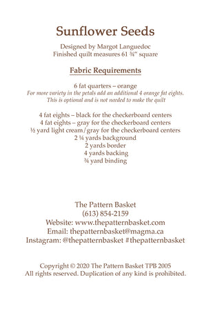 Sunflower Seeds Quilt Pattern by The Pattern Basket